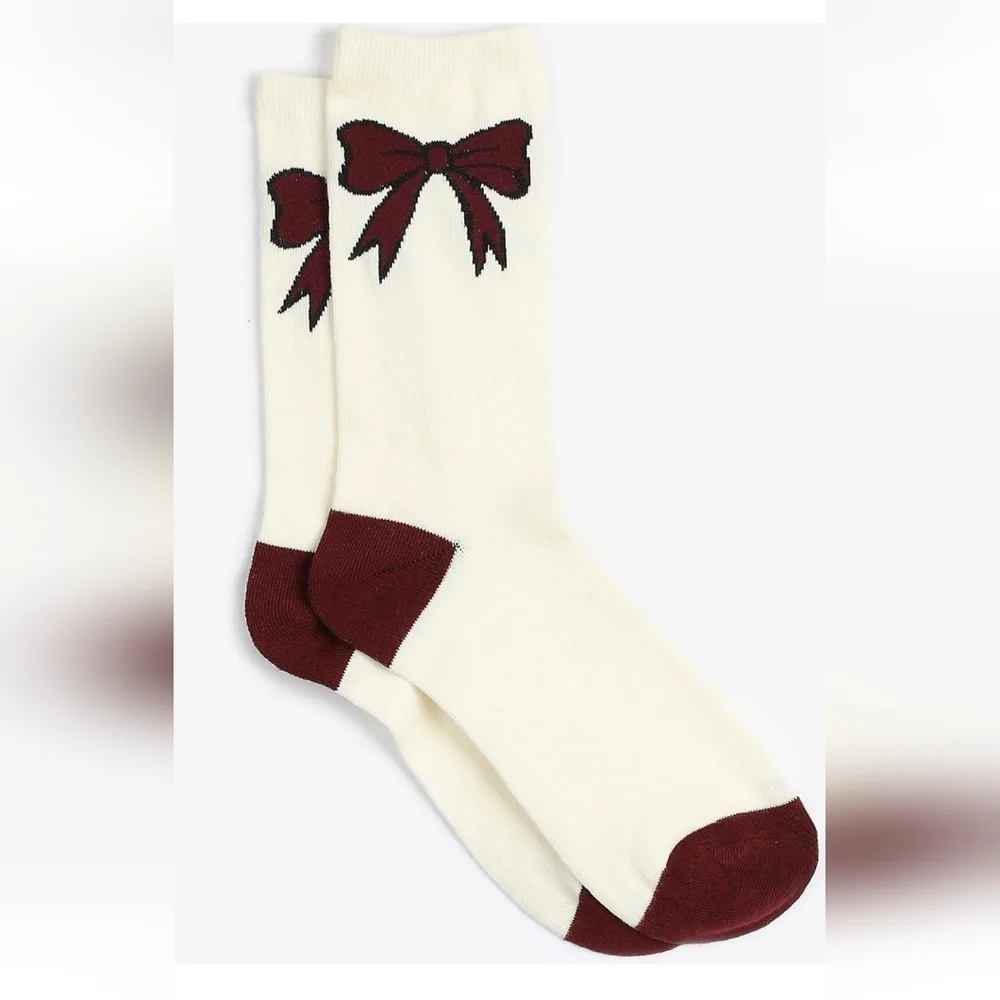 Red Bow Crew Sock Adult Size